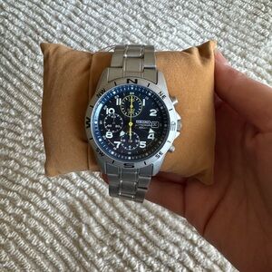 Seiko Chronograph Silver and Black Men's Watch